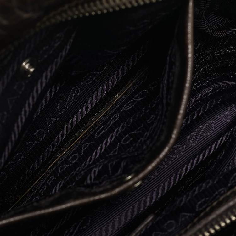 Pre Owned Prada Ombre Brown Crackled Patent Leather Bauletto Bag