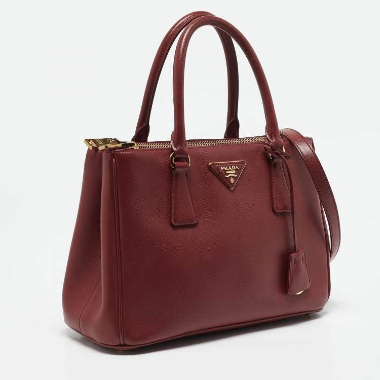 Pre Owned Prada Red Saffiano Leather Medium Galleria Tote