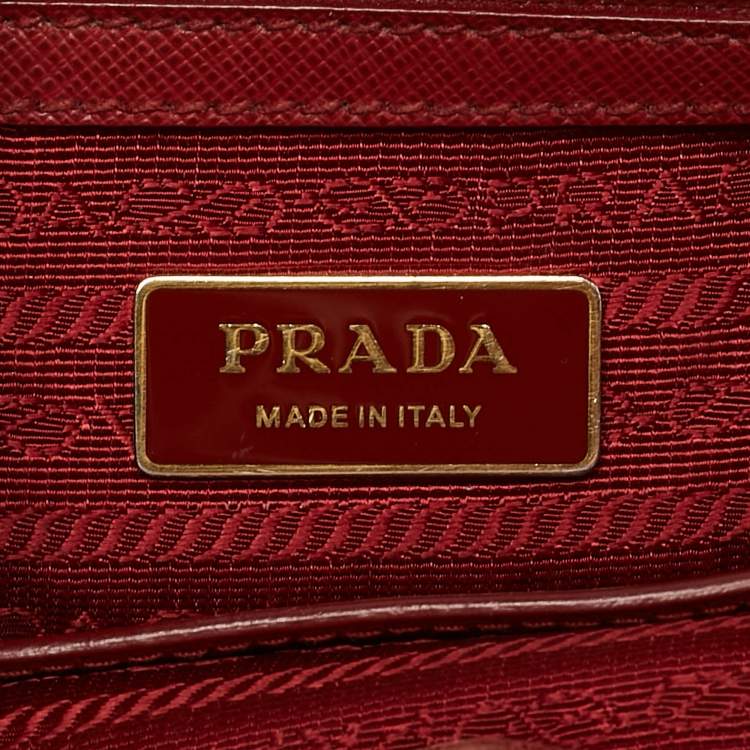 Pre Owned Prada Red Saffiano Leather Medium Galleria Tote