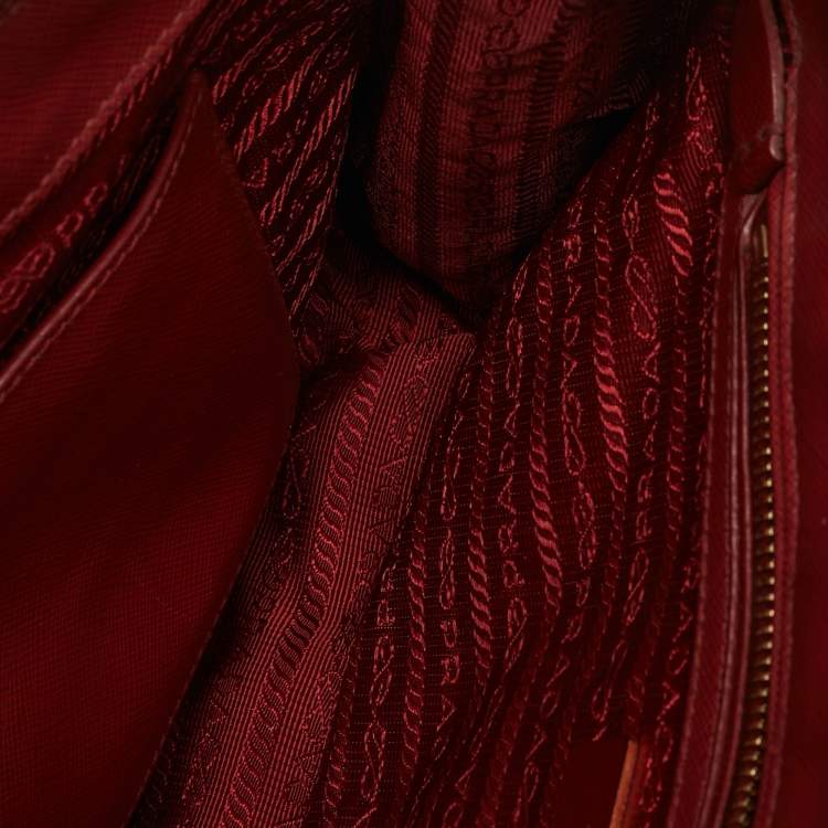 Pre Owned Prada Red Saffiano Leather Medium Galleria Tote