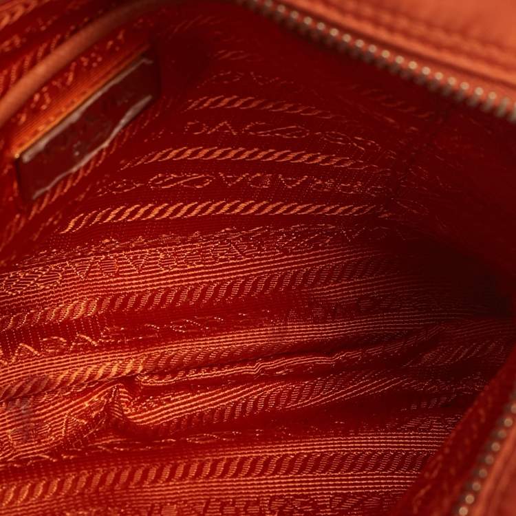 Pre Owned Prada Orange Nylon Front Pocket Messenger Bag