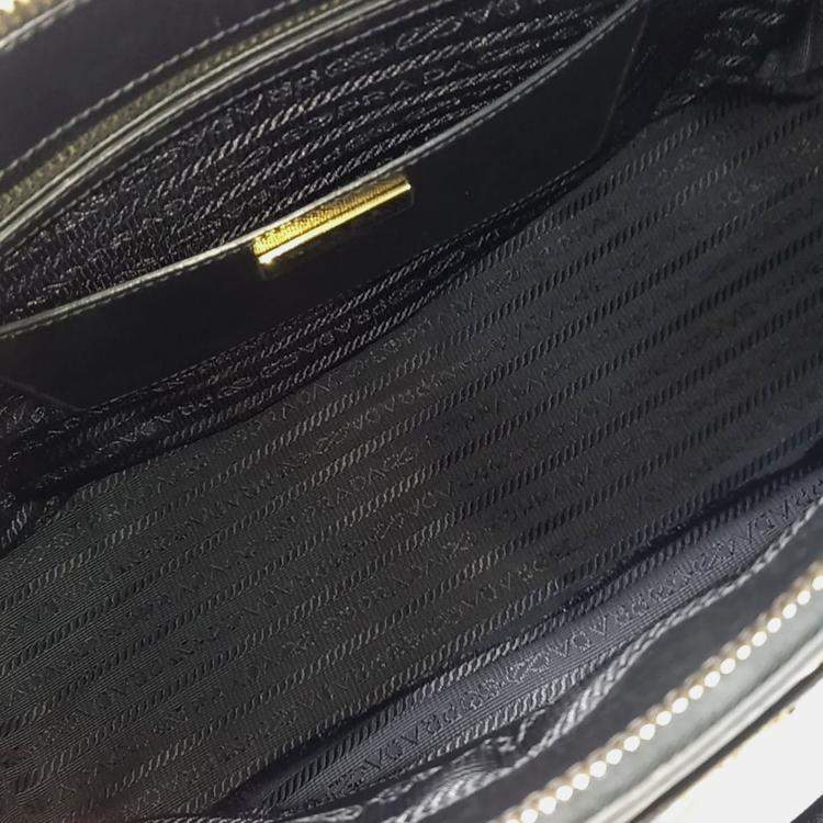 Pre Owned Prada Black Leather Saffiano Lux Tote and Shoulder Bag