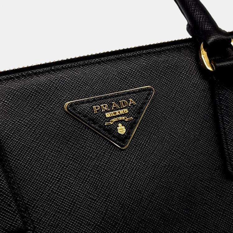 Pre Owned Prada Black Leather Saffiano Lux Tote and Shoulder Bag