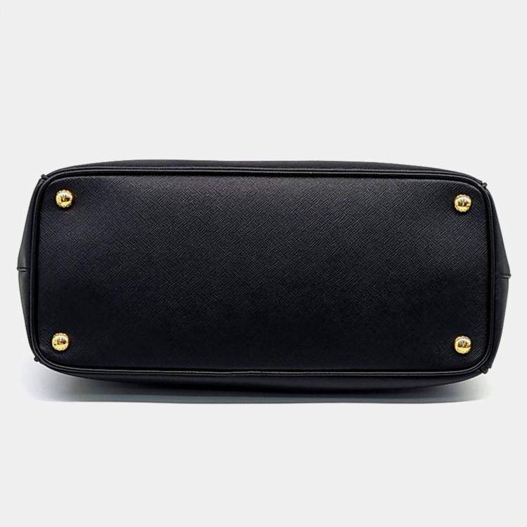 Pre Owned Prada Black Leather Saffiano Lux Tote and Shoulder Bag