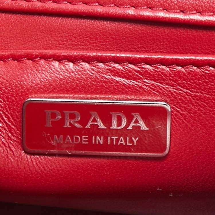 Pre Owned Prada Red Velvet Diagramme Flap Shoulder Bag