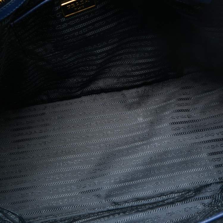 Pre Owned Prada Blue Saffiano Lux Leather Large Gardener's Tote