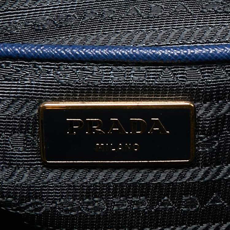 Pre Owned Prada Blue Saffiano Lux Leather Large Gardener's Tote