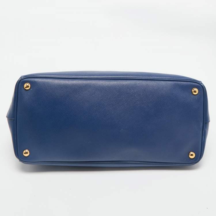 Pre Owned Prada Blue Saffiano Lux Leather Large Gardener's Tote