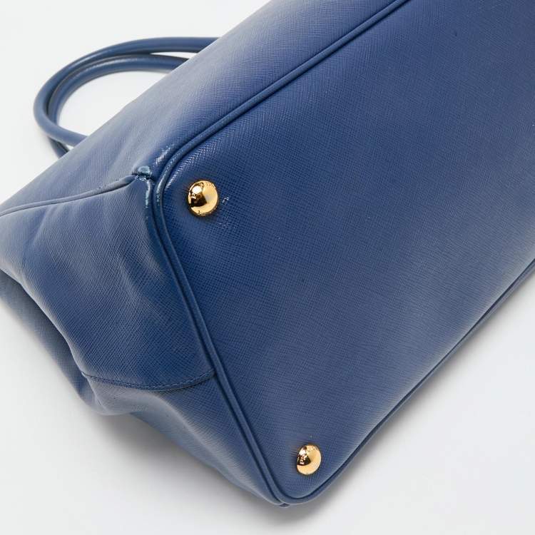 Pre Owned Prada Blue Saffiano Lux Leather Large Gardener's Tote
