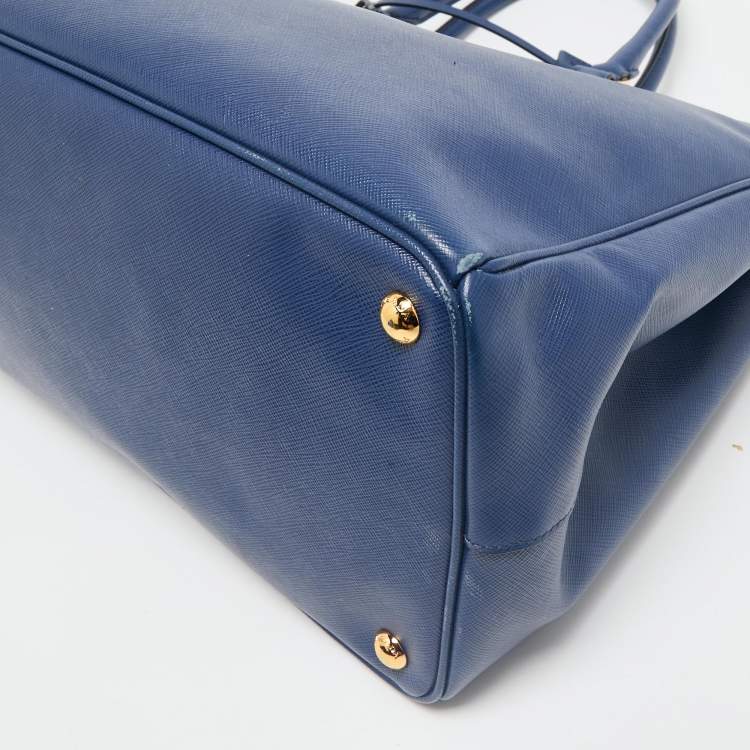 Pre Owned Prada Blue Saffiano Lux Leather Large Gardener's Tote