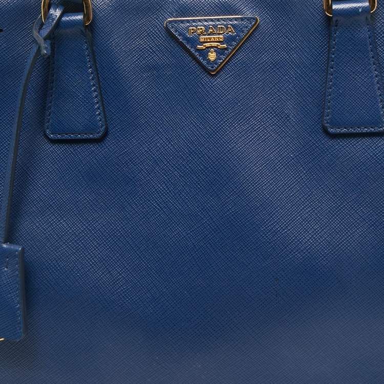 Pre Owned Prada Blue Saffiano Lux Leather Large Gardener's Tote