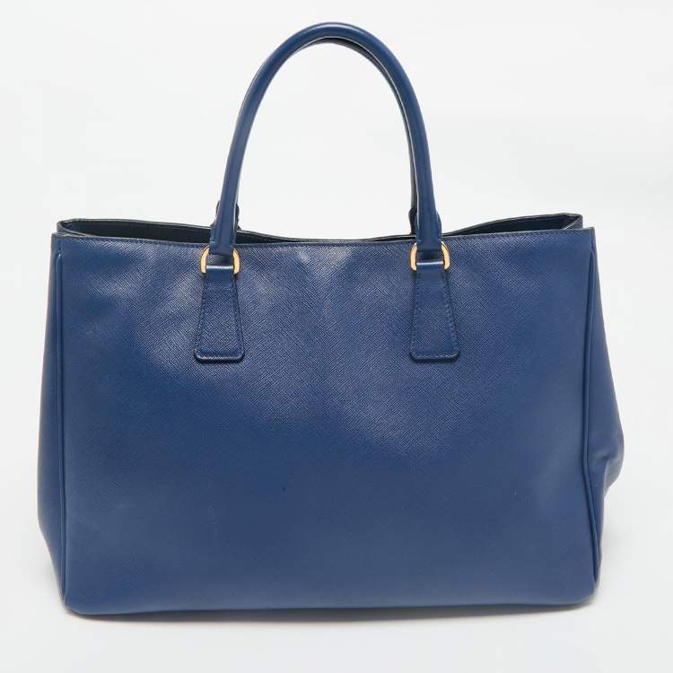 Pre Owned Prada Blue Saffiano Lux Leather Large Gardener's Tote