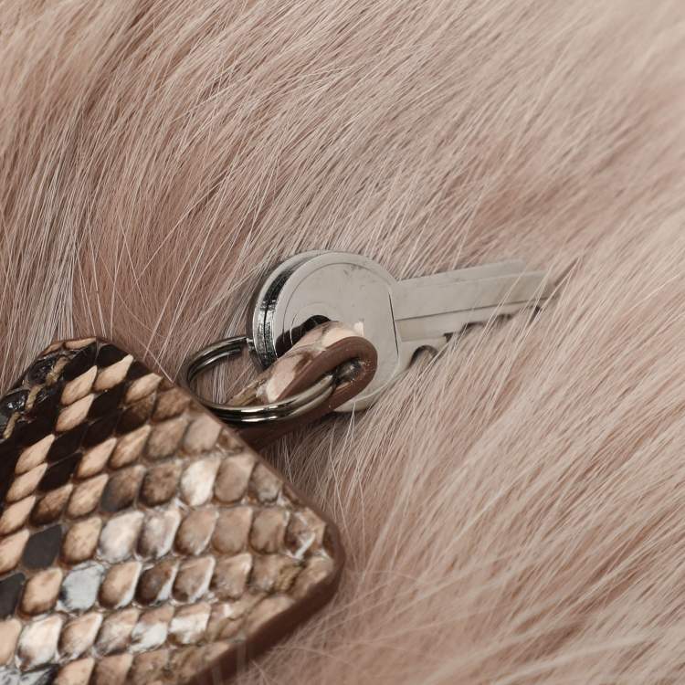 Pre Owned Prada Blush Pink Fox Fur and Python Leather Crossbody Bag
