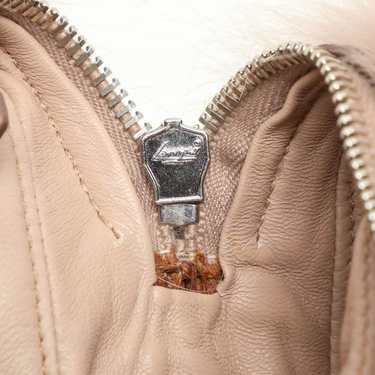 Pre Owned Prada Blush Pink Fox Fur and Python Leather Crossbody Bag