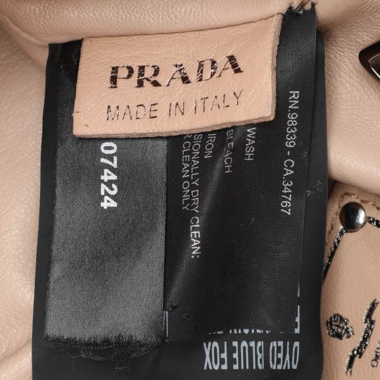 Pre Owned Prada Blush Pink Fox Fur and Python Leather Crossbody Bag