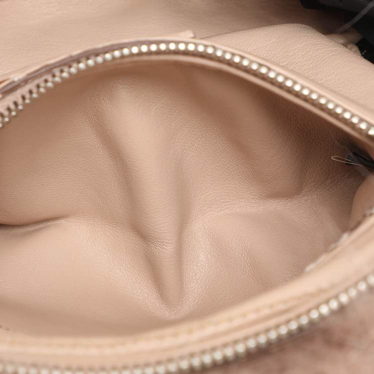 Pre Owned Prada Blush Pink Fox Fur and Python Leather Crossbody Bag