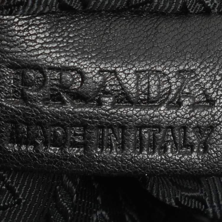 Pre Owned Prada Black Leather Ruffle Bauletto Satchel