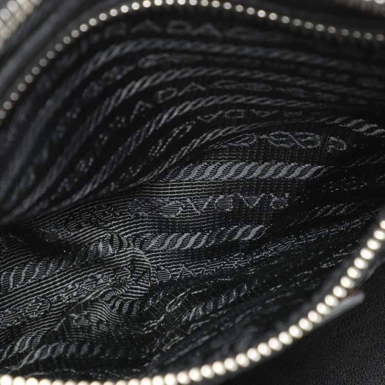 Pre Owned Prada Black Leather Ruffle Bauletto Satchel