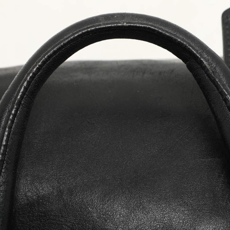 Pre Owned Prada Black Leather Ruffle Bauletto Satchel