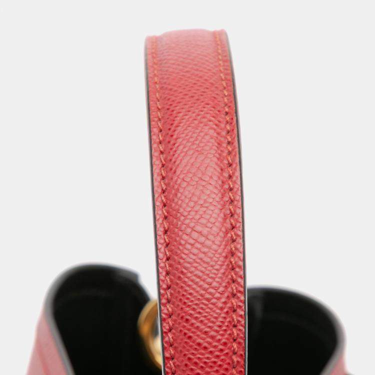 Pre Owned Prada Red Medium Saffiano Cuir Panier
