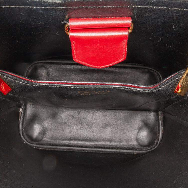 Pre Owned Prada Red Medium Saffiano Cuir Panier