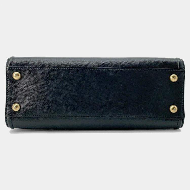 Pre Owned Prada Black Saffiano Soft Calfskin Tote Bag