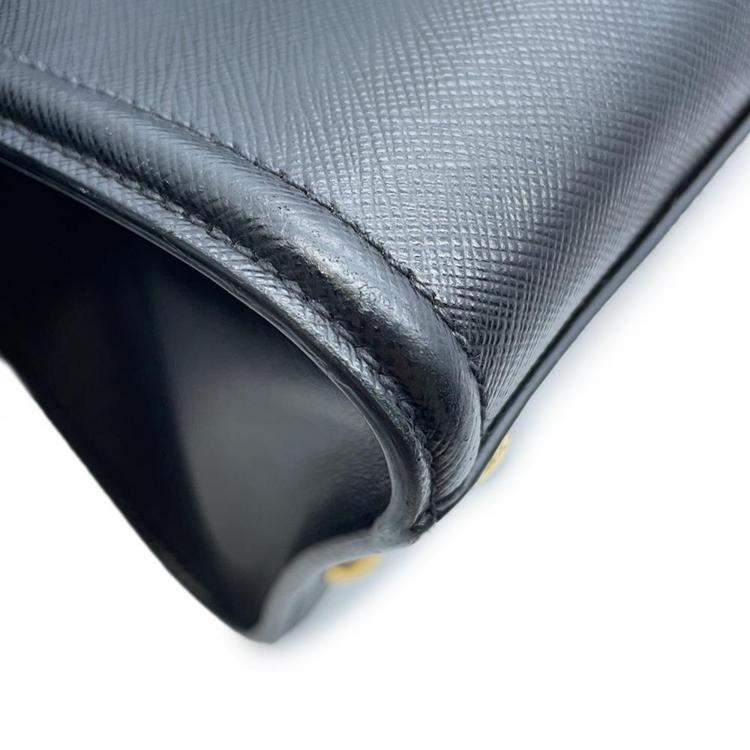 Pre Owned Prada Black Saffiano Soft Calfskin Tote Bag
