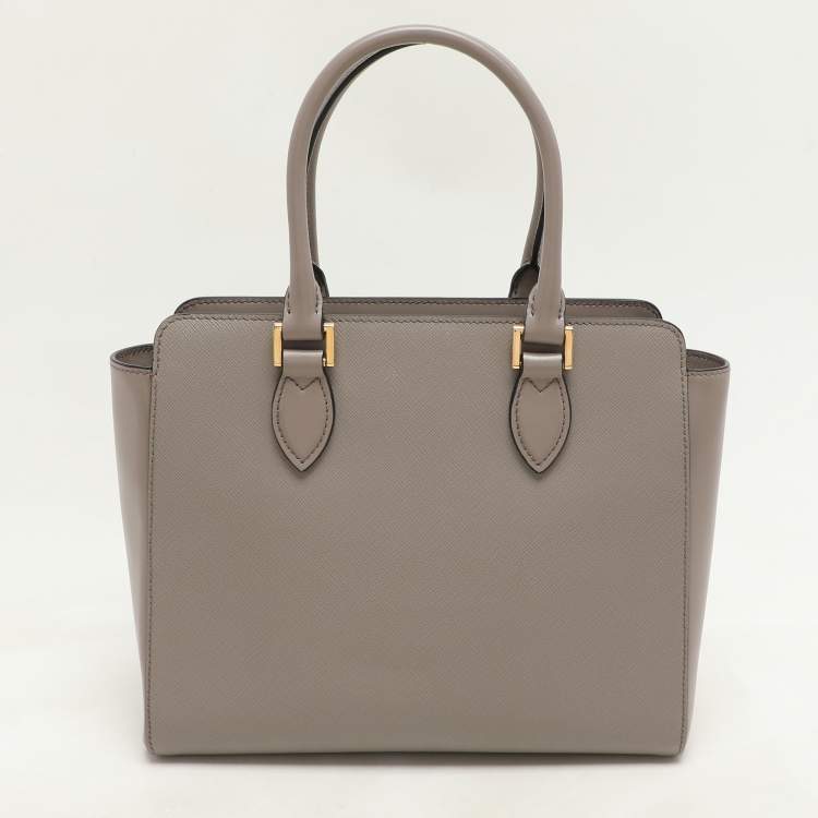 Pre Owned Prada Grey Saffiano Leather Top Zip Satchel