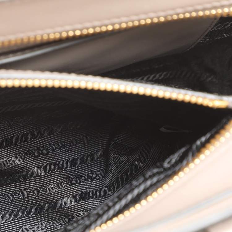 Pre Owned Prada Grey Saffiano Leather Top Zip Satchel