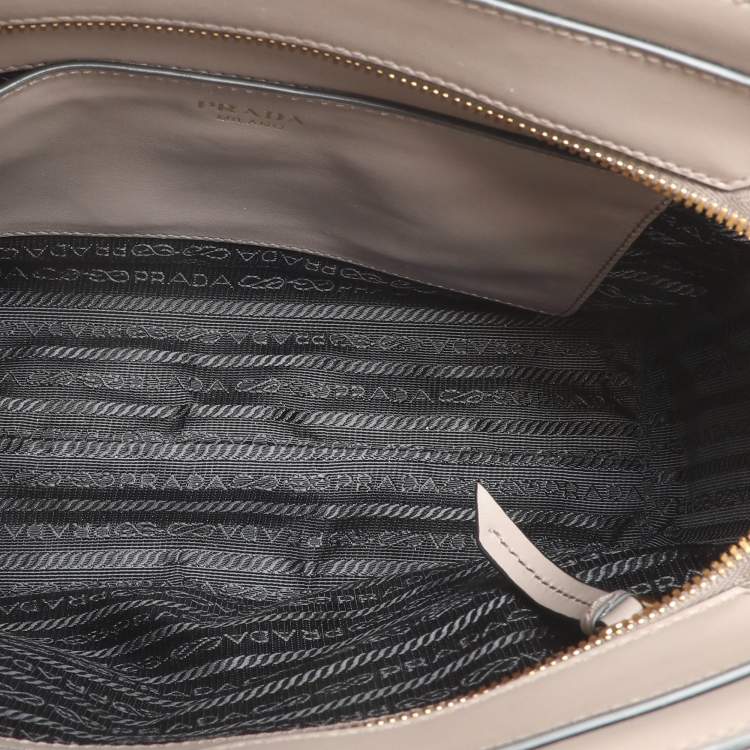 Pre Owned Prada Grey Saffiano Leather Top Zip Satchel