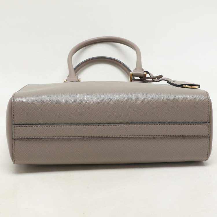 Pre Owned Prada Grey Saffiano Leather Top Zip Satchel