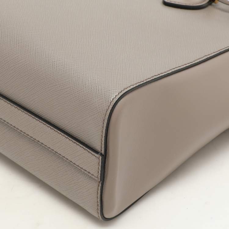 Pre Owned Prada Grey Saffiano Leather Top Zip Satchel