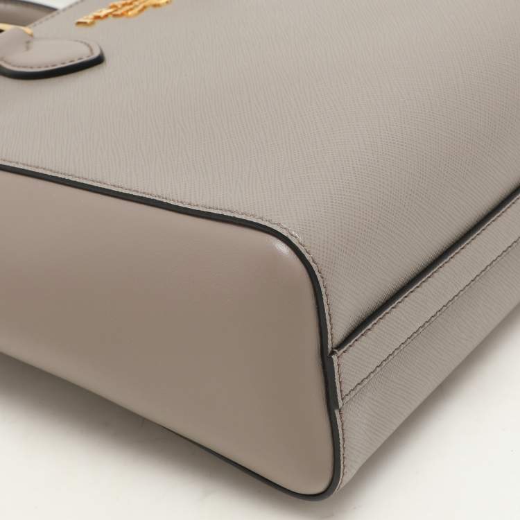 Pre Owned Prada Grey Saffiano Leather Top Zip Satchel