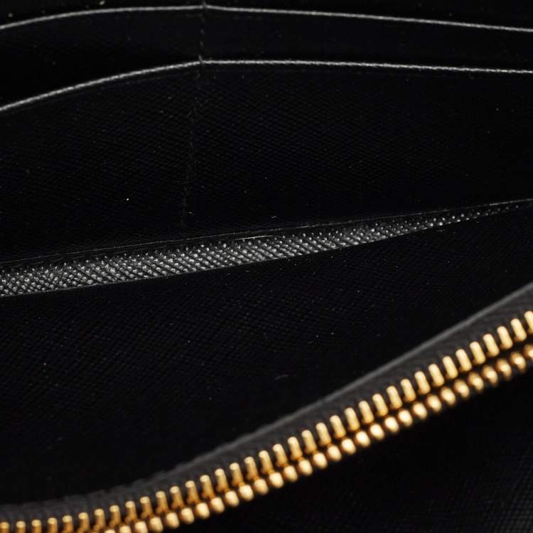 Pre Owned Prada Black Saffiano Leather Flap Continental Wallet