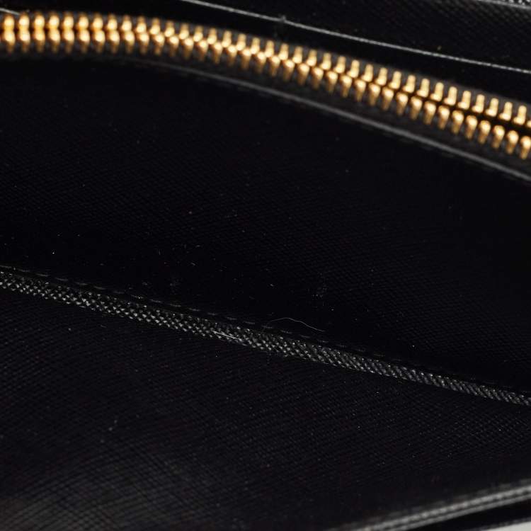 Pre Owned Prada Black Saffiano Leather Flap Continental Wallet
