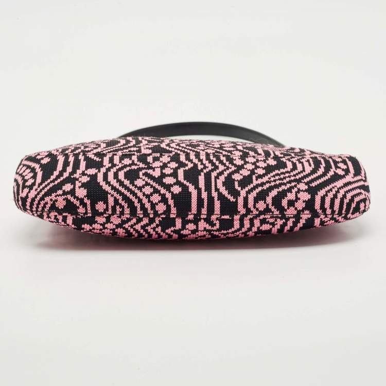 Pre Owned Prada Black/Fuchsia Maglia Jacquard Fabric Cleo Hobo