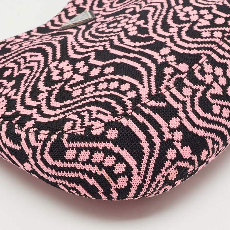 Pre Owned Prada Black/Fuchsia Maglia Jacquard Fabric Cleo Hobo