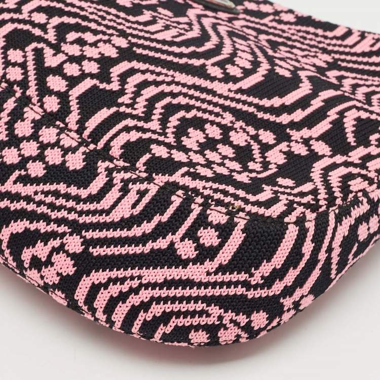 Pre Owned Prada Black/Fuchsia Maglia Jacquard Fabric Cleo Hobo