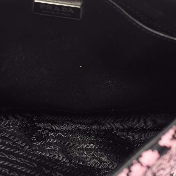 Pre Owned Prada Black/Fuchsia Maglia Jacquard Fabric Cleo Hobo