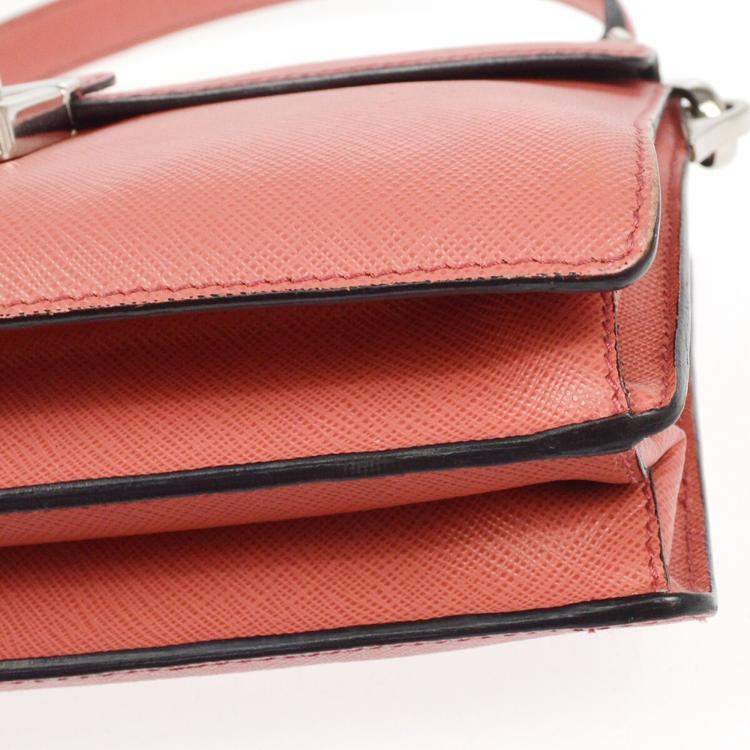 Pre Owned Prada Pink Saffiano Leather 2way Handbag