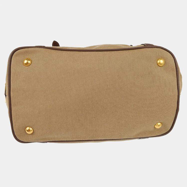 Pre Owned Prada Brown Logo Jacquard 2way Tote Handbag