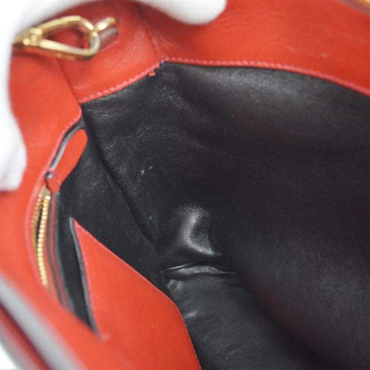 Pre Owned Prada Red Saffiano Leather 2way Tote Handbag
