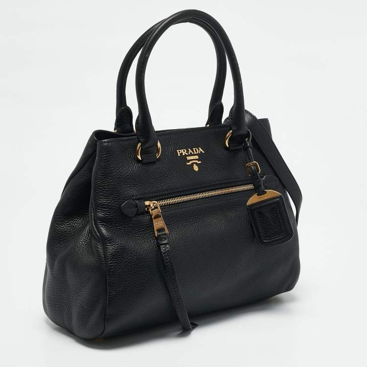 مملوكة مسبقًا Prada Black Vitello Phoenix Leather Tote