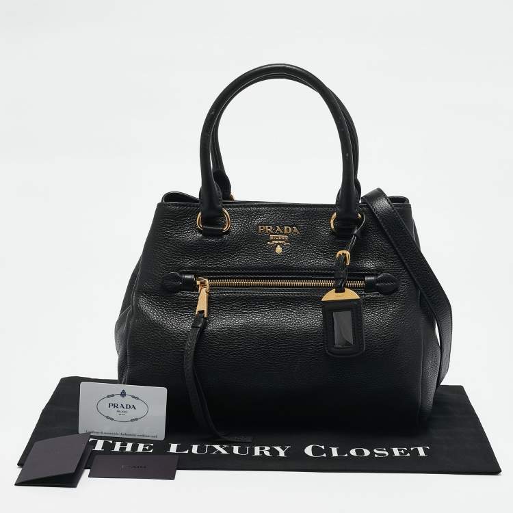 مملوكة مسبقًا Prada Black Vitello Phoenix Leather Tote