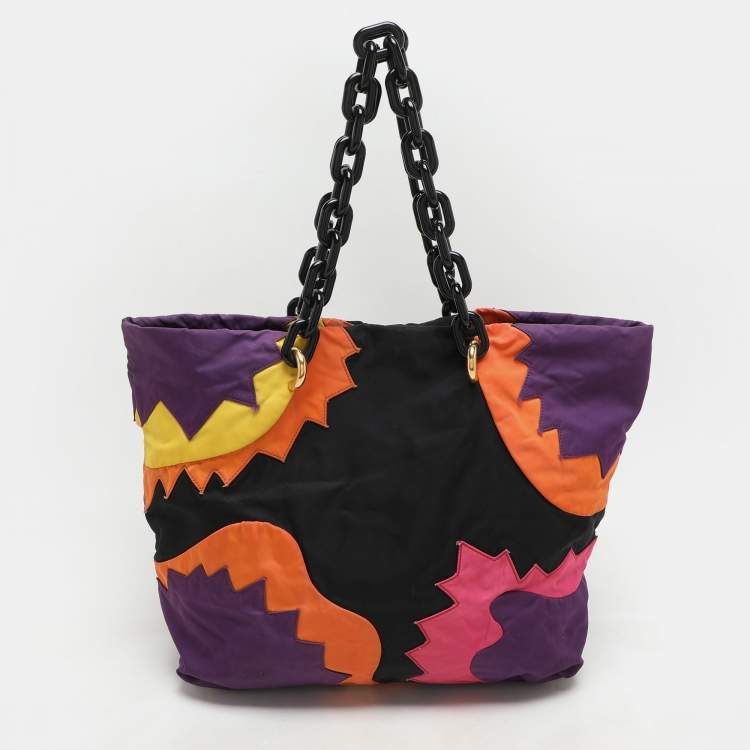 Pre Owned Prada Multicolor Patchwork Nylon Swing Tote