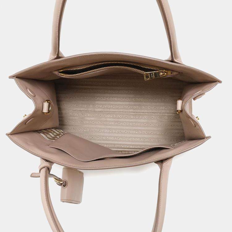 Pre Owned Prada Jasmin Flower Leather Mono Chrome 2 Way Bag