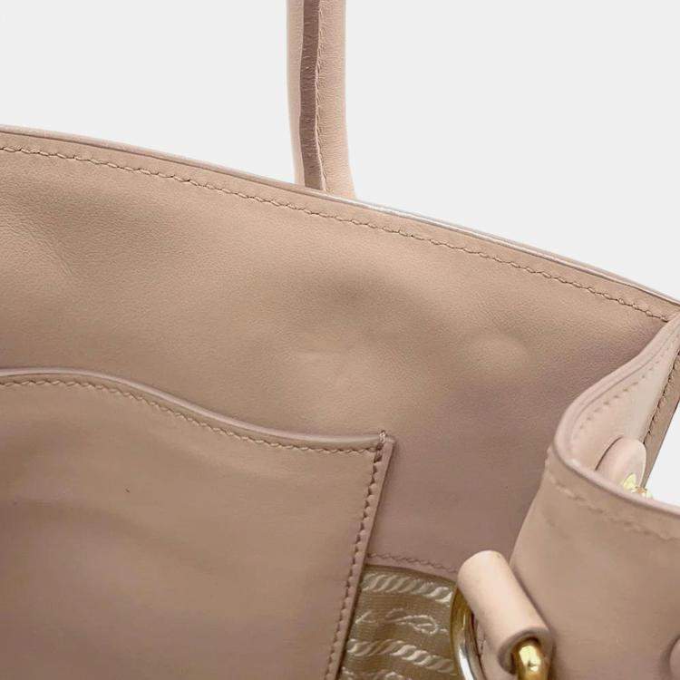 Pre Owned Prada Jasmin Flower Leather Mono Chrome 2 Way Bag