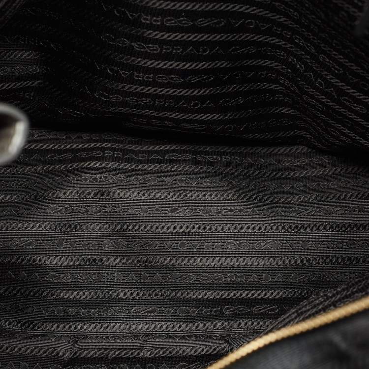 Pre Owned Prada Black Saffiano Lux Leather Large Double Zip Tote