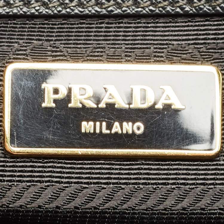 Pre Owned Prada Black Saffiano Lux Leather Large Double Zip Tote