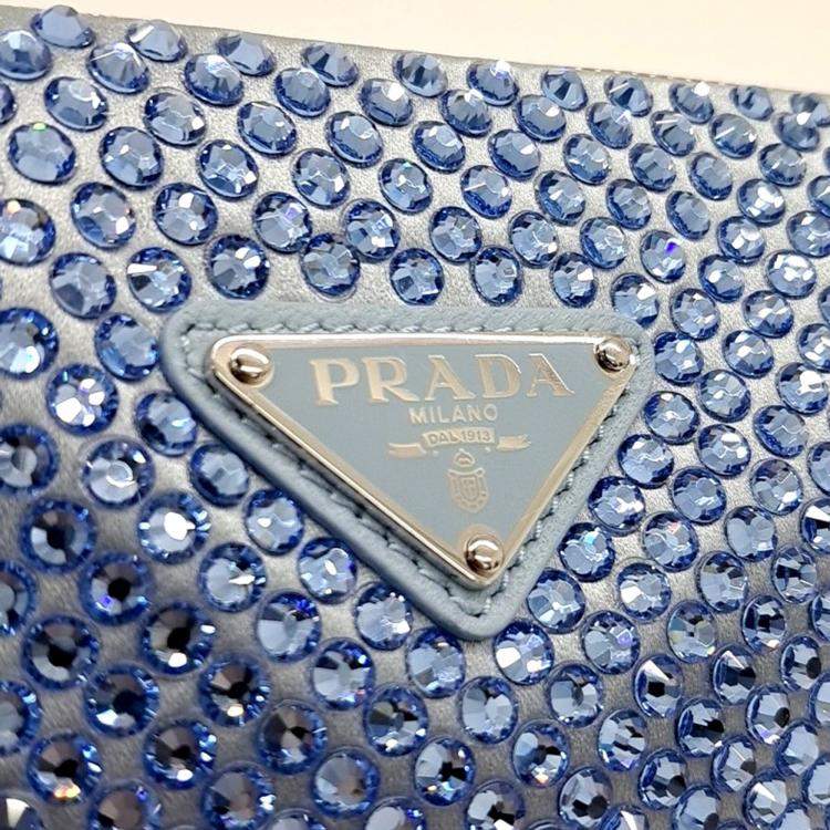 Pre Owned Prada Blue Satin Satin Triangle Mini Bag